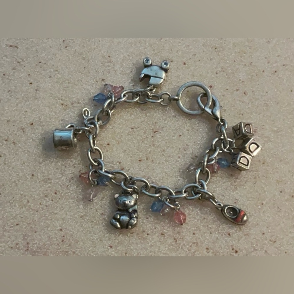 Cute Baby Charm bracelet with pink and blue